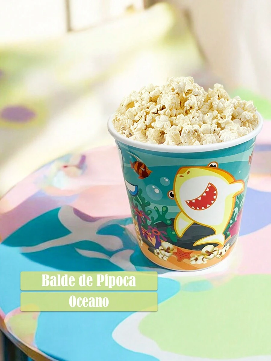 3 Litre Popcorn Jar For Children, Children's Theme, Ideal For Parties - 海洋 - 查看 1