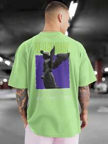 BE 100% Cotton Front And Back Printed T-Shirt GPJ1 - Màu xanh Bạc hà - Xem 3