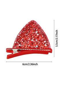 2 件万圣节彩色猫耳布艺发夹，亮片立体蝴蝶结鳄鱼发夹，适合女孩公主节日聚会和派对 - 小貓耳髮夾 - 查看 2