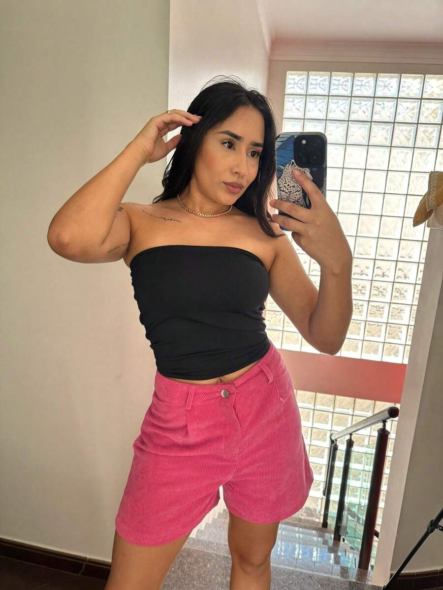 TOP TUBE SEM MANGAS CROPPED TUBE LISO SUPLEX Croppped Tube Top Feminino Sem Alça e Sem Bojo Básico Dupla Camada Suplex Modelador