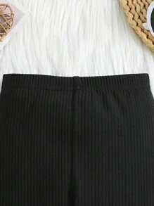 3pcs/Set Baby Girls' Heart Print Ribbed Knit Casual Pants - Multicolor - View 4