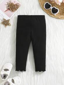 3pcs/Set Baby Girls' Heart Print Ribbed Knit Casual Pants - Multicolor - View 3