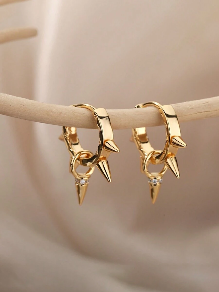 1 Pair Unisex Gothic Style Citrus Shaped Stud Earrings, Hip-Hop Earrings For Party/Club - Gold - View 1