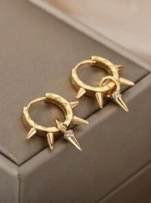 1 Pair Unisex Gothic Style Citrus Shaped Stud Earrings, Hip-Hop Earrings For Party/Club - Gold - View 2