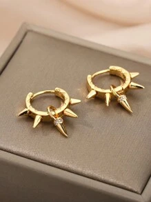 1 Pair Unisex Gothic Style Citrus Shaped Stud Earrings, Hip-Hop Earrings For Party/Club - Gold - View 3