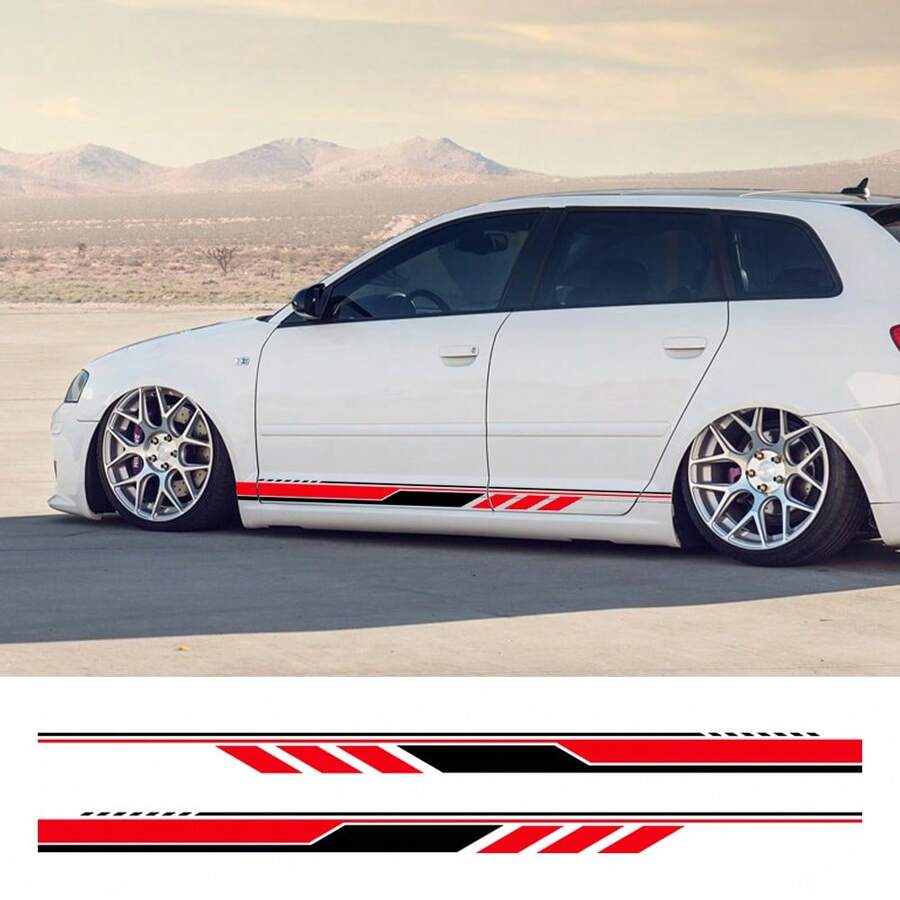 汽车侧门贴纸外饰贴花汽车配件适用于奥迪 A3 8P 8V 8L 8Y 轿车 S3 RS3 TFSI Sportback 豪华轿车 TDI - 198x9.6cm/77.95x3.78inch - 查看 1