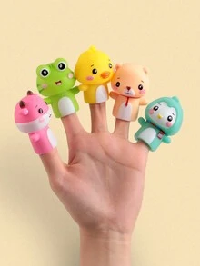 1pc/Set 5pcs Storytelling Little Pig, Lamb, Cow Hand Puppets, Rubber Animal Finger Puppets Dolls - Multicolor - View 7