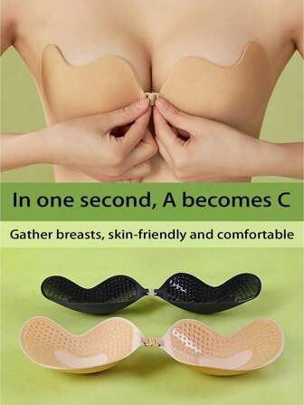 1 Pc  Invisible Stick-On Lifting Bra, Mango Shaped Strapless Self-AdhesiveSlip-Proof Seamless Bra,Chest Stickers