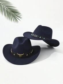 2 件男女通用刺绣牛头装饰波西米亚风牛仔帽，户外休闲沙滩/牛仔/软呢帽，涤纶万圣节 - 多色1 - 查看 19