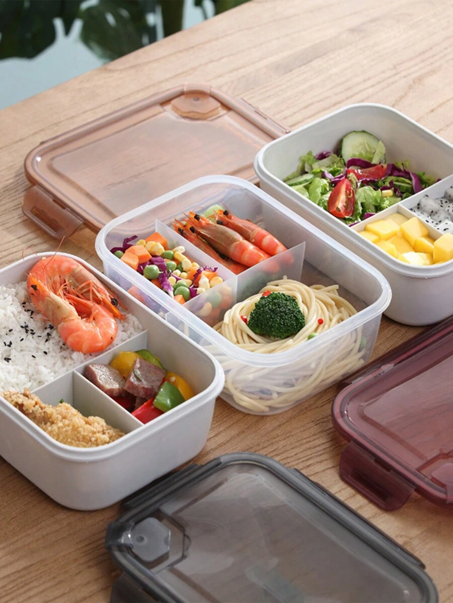 1pc 3-Compartment Bento Lunch Box, Bento Box Adult Lunch Box, Adult/Student Lunch Container,Microwave Safe, Anti-Scald, Leak-Proof Bento Box,Adult/Student Lunch Container, Microwave Heating/Dishwasher Cleaning, Suitable For School, Work, Travel And Camping School Supplies,Back To School - Multicolor - View 1