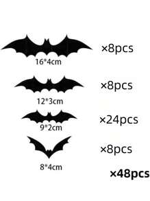 12/24/48/60/72/120pcs Halloween Decorations Bat Wall Decals Party Supplies Indoor Outdoor Halloween Decor Fall Autumn,Christmas