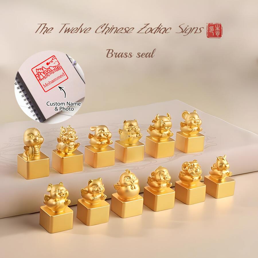 1 con dấu tên 12 cung hoàng đạo phương Đông bí ẩn tùy chỉnh, đồ trang trí năng lượng phương Đông, con dấu trưng bày sự giàu có cao cấp, quà tặng sinh nhật sáng tạo - chó hoàng đạo - Xem 1