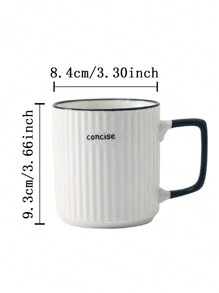 1pc Set Vertical Striped Ceramic Mug, Made Of High Quality Ceramic, Durable, With Spoon, Creative Simple Elegant Design, Milk Cup, Coffee Cup, High-Grade Office Water Cup - White - View 9