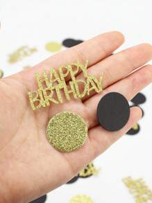 100pcs Black Gold Round Confetti Happy Birthday Paper Sprinkles,Christmas