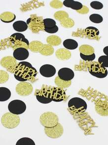 100pcs Black Gold Round Confetti Happy Birthday Paper Sprinkles,Christmas