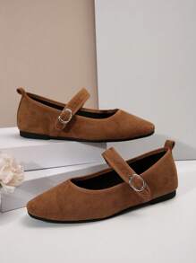 Ballerine nere da donna con cinturini incrociati e punta affusolata, scarpe casual piatte alla moda e versatili, confortevoli per l'autunno - Castano - Visualizzare 3