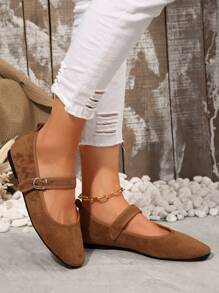 Ballerine nere da donna con cinturini incrociati e punta affusolata, scarpe casual piatte alla moda e versatili, confortevoli per l'autunno - Castano - Visualizzare 6