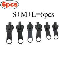 3 Sizes 6PCS Universal Instant Fix Zipper Repair Kit Replacement Zip Slider Teeth Rescue Sewing Clothes Bag Zippers Tool Accessories - Black - View 7