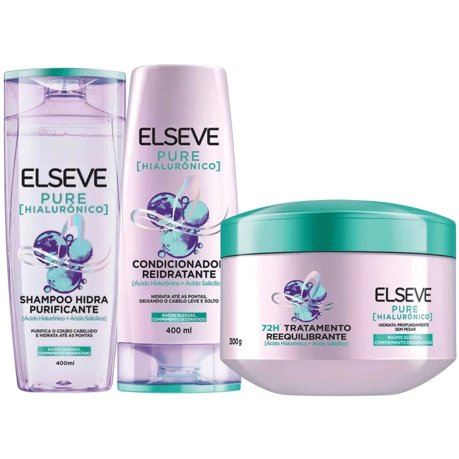 Shampoo And Conditioner Kit 400 Ml + Elseve Pure Hyaluronic Treatment Mask - 淺灰紫 - 查看 1