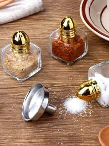 6pcs Mini 0.5oz Cubic Salt And Pepper Shakers, Mini Glass Spice Bottles Spice Salt Jars For Wedding Party Home Restaurant Kitchen (With Funnel)Christmas Gift