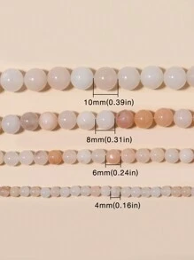 天然粉瑪瑙圓形珠子散珠，適用於珠寶製作，適合DIY手鍊項鍊，有4mm、6mm、8mm、10mm可選 - 粉色 - 查看 5