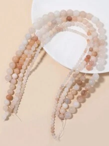 天然粉瑪瑙圓形珠子散珠，適用於珠寶製作，適合DIY手鍊項鍊，有4mm、6mm、8mm、10mm可選 - 粉色 - 查看 4