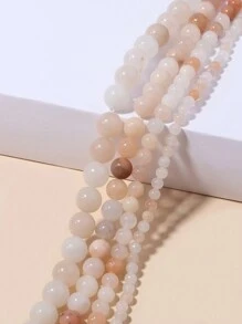 天然粉瑪瑙圓形珠子散珠，適用於珠寶製作，適合DIY手鍊項鍊，有4mm、6mm、8mm、10mm可選 - 粉色 - 查看 2