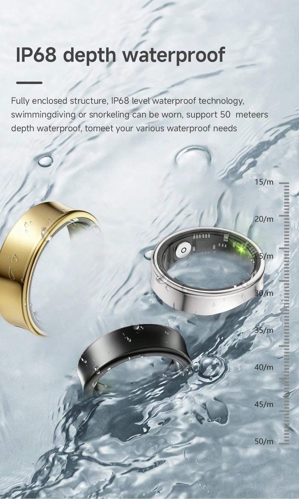 Anillo Inteligente Herz P1 Unisex – Rastreador De Fitness, Monitoreo De Ritmo Cardíaco, Resistente Al Agua