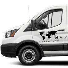 2Pcs Car Side Body Sticker Graphics World Map Adventure Edition Decor Decal For Van SUV Camper RV Motorhome Camper Caravan MPV  MINIBus Auto DIY Vinyl Cover - 60x32cm/23.62x12.6inch - View 2