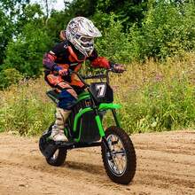 Electric Dirt Bike, 350W Electric Motorcycle-Up To 14.29MPH, 2-Speed Modes Motorcycle For Kids Ages 3-10, Max Weight 135 Lbs - 綠色 - 查看 2