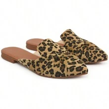 Women's Mule Flats Moccasin Shoes Muller Pointed Toe With Leopard Print - 彩色 - 查看 1