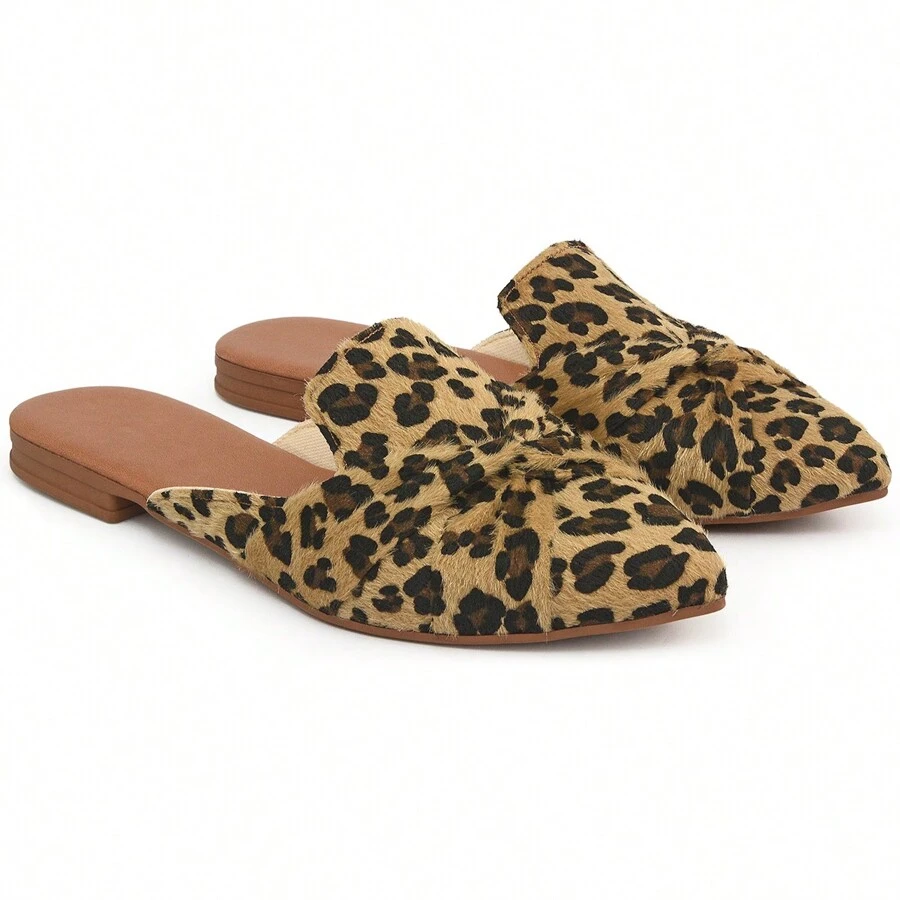 Women's Mule Flats Moccasin Shoes Muller Pointed Toe With Leopard Print - 彩色 - 查看 1