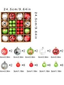Juego de caja de regalo de bolas de adorno navideño, bolas de Navidad pintadas de forma creativa, decoración colgante para fiestas y árboles de Navidad, decoración de cumpleaños y del hogar, decoraciones navideñas, decoración de habitación de invierno - Multicolor - Ver 12