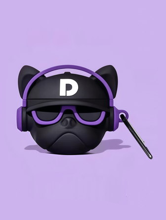 Apple Cute Phone Case 1pc Purple Cartoon Bulldog Airpods Case Compatible With Iphone Airpods 1/2 Wireless Earphone Protective Cover Compatible With Airpods 3/Pro/Pro2 Boyfriend/Girlfriend Gift