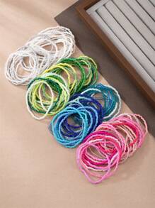 20pcs/Set Bohemian Gradient Colored Seed Beads Elastic Bracelet Set, Mix And Match - Multicolor - View 5