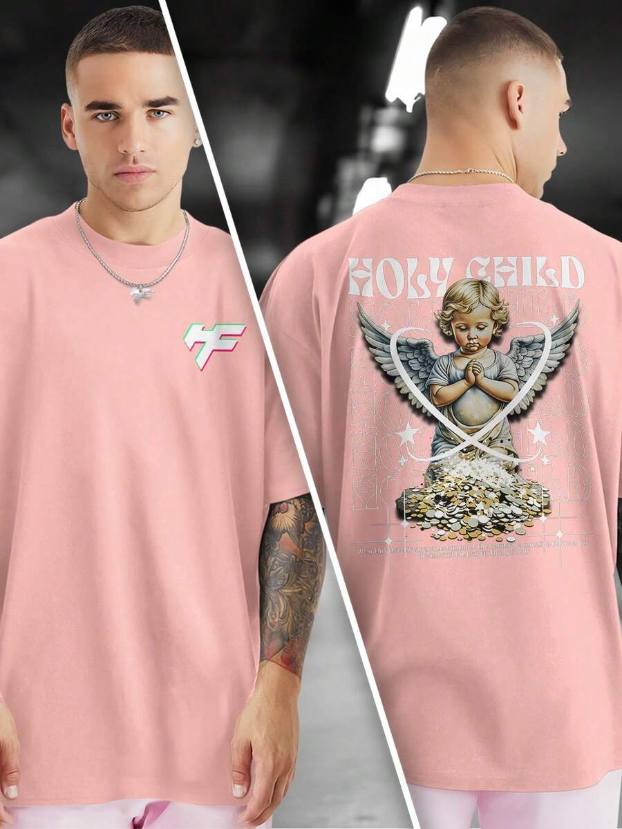 HOLY CHILD 100% Cotton Front And Back Printed T-Shirt GPJ1 - Màu Hồng baby - Xem 1