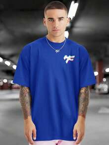 NOTHING IS ETERNAL 100% Cotton Printed T-Shirt Front And Back GPJ1 - 寶藍色 - 查看 2