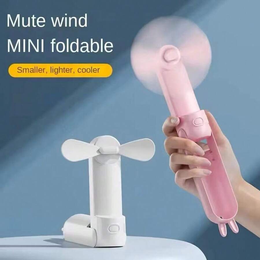 1 件便携式风扇迷你手持风扇 USB 可充电带便携移动电源小型手持可折叠口袋风扇适合旅行 - 彩色 - 查看 1
