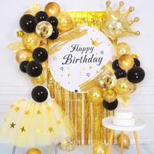 30Pcs 10/12 Inch Black And Gold Balloon Gold Confetti Balloon For Birthday Weddings Anniversary Party Decorations,