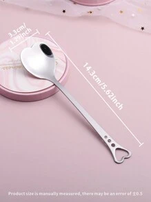 4pcs Heart Design Spoon, Stainless Steel Heart Hollow Coffee Spoon, For Dessert Coffee,Kitchen,Christmas Gift,School Supplies