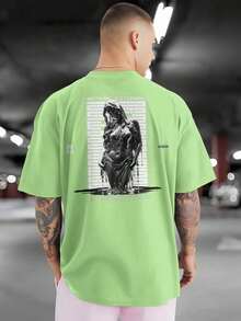 NOTHING IS ETERNAL 100% Cotton Printed T-Shirt Front And Back GPJ1 - 薄荷綠 - 查看 3