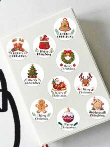 1 rotolo/500 pezzi Adesivi natalizi,Adesivi sigillo natalizi con 10 motivi diversi, decorazione per busta, Adesivi fai da te per regali di Natale e Ognissanti - Multicolore - Visualizzare 4