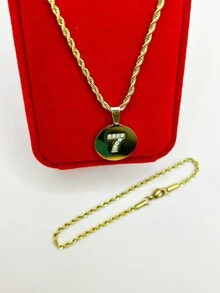 Stainless Steel Twisted Rope Chain Necklace No. 7 Men's And Women's - Vàng - Xem 6