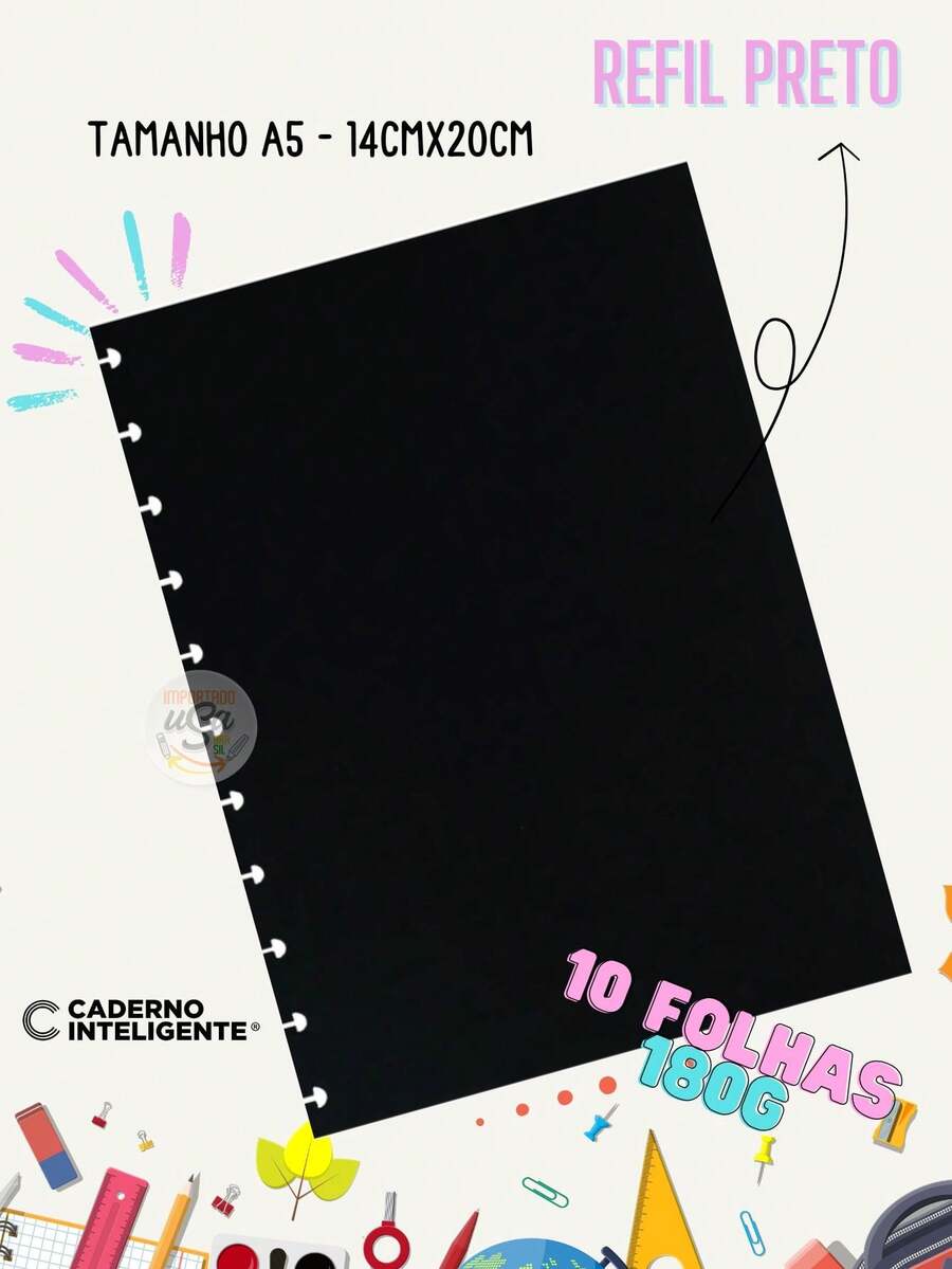 Smart Notebook, Plain Black Refill Sheet - 尺寸 A5(14x20 公分)*** 檢查尺寸 *** - 查看 1
