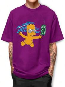 Bart Nevermind Basic T-Shirt 100% Cotton Shirt GPJ1 - 紫色 - 查看 1