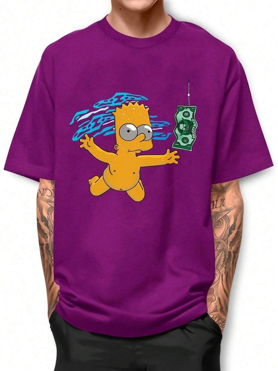 Bart Nevermind Basic T-Shirt 100% Cotton Shirt GPJ1 - 紫色 - 查看 1