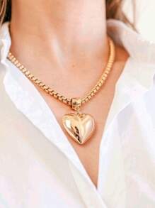 Women's Necklace Chain Cord Pendant Heart 18k Gold Plated Fast Shipping - Vàng - Xem 5