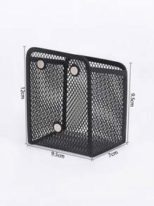 Magnetic Mesh Pen Holder 1 Basket, Powerful Magnet For Whiteboard, Refrigerator And Locker, Metal Iron Mesh Pen Holder Square Minimalist Clutter Storage Iron Magnetic Pen Holder For Office Literature And Creativity - Black - View 9