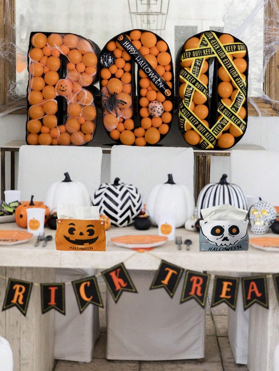 1pc Halloween Themed Cartoon Paper Towels For Decoration Tissue Box Cover For Living Room Bedroom Office Hotel Restaurant Tea Table