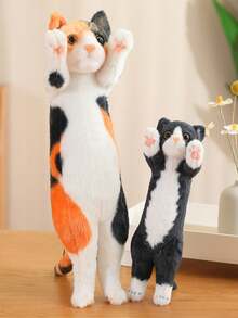 招财猫毛绒玩具，9.84 英寸，柔软可爱的动物小猫玩偶，举起双手，适合作为儿童礼物，是节日、生日、家居装饰的完美礼物 - 彩色 - 查看 7